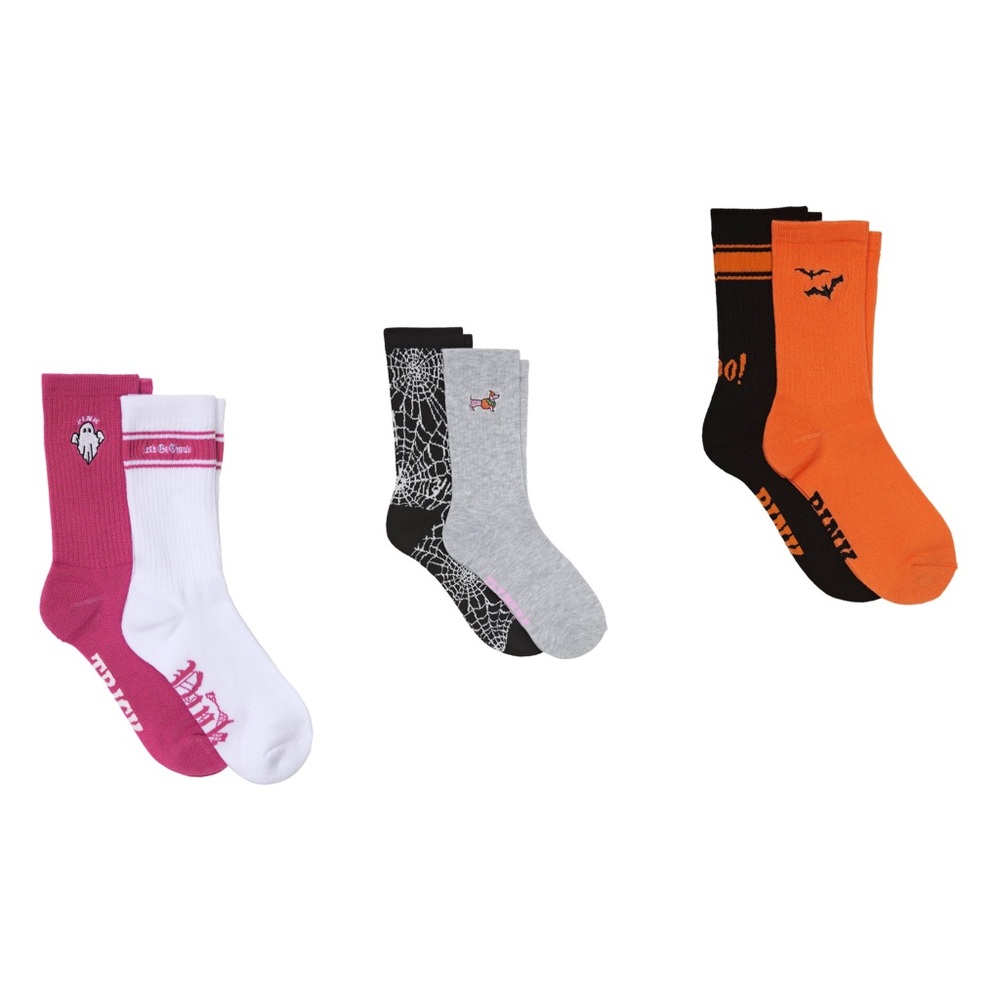 PINK spooky time CREWSOCKS ONE SIZE